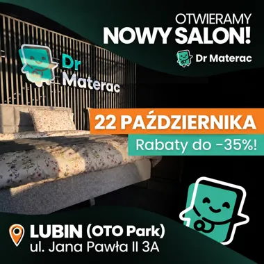 Obraz do artykułu: Nowy salon materacy Lubin: 22 października otwarcie 50. salonu Dr Materac w OTO Park Lubin
